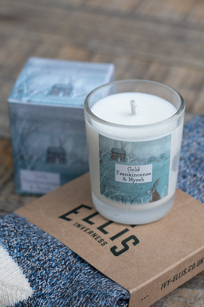 Gold, Frankincense & Myrrh Illustrated Box Candle - The Mercantile London