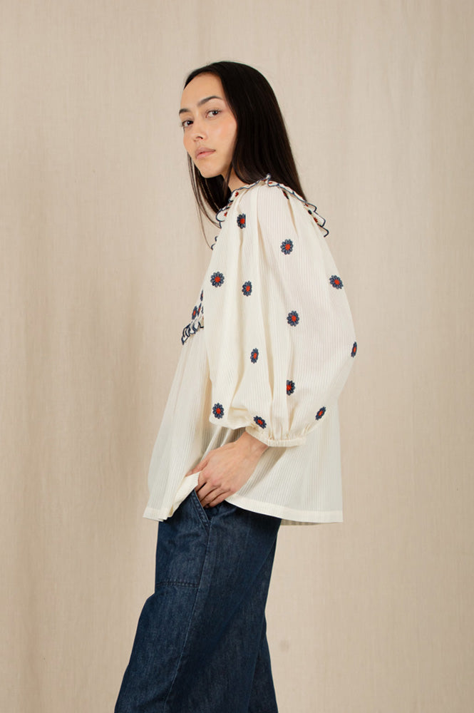 Bonté Rosa Ecru & Navy Blouse - The Mercantile London