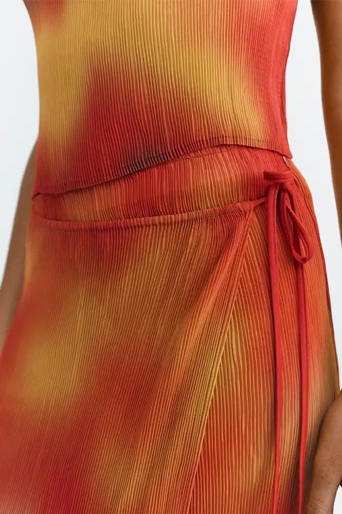 Thinking Mu Pauline Flowers Red Pleated Skirt - The Mercantile London
