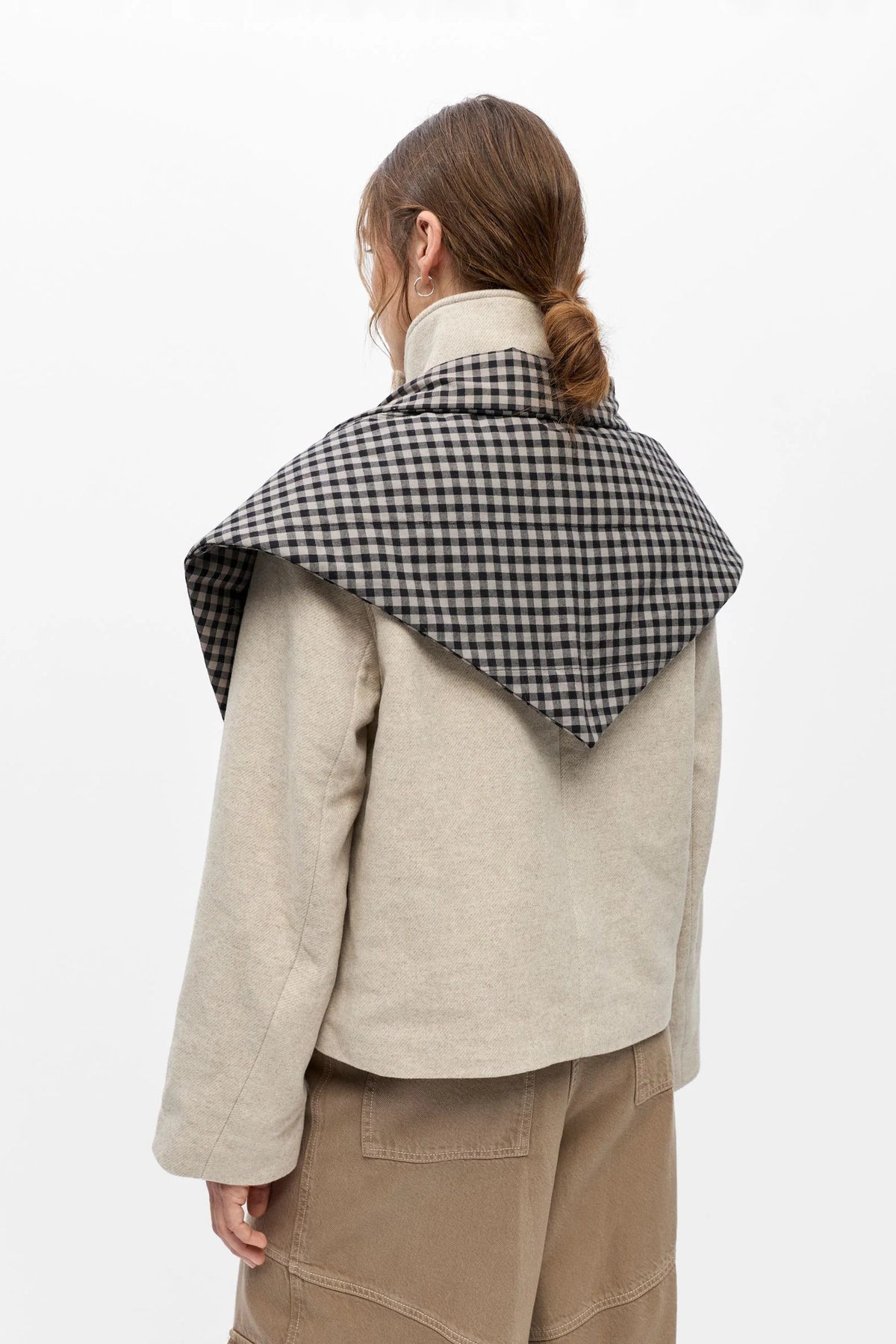 Object Opal Grey and Black Padded Check Scarf