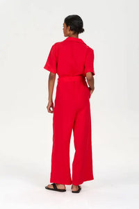 Komodo Amarie Coral Tencel Linen Jumpsuit - The Mercantile London