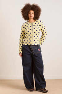 Damson Madder Tabitha Reversible Butter & Navy Cardigan