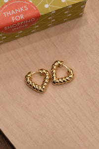 L.A Creole Gold Heart Hoop Earrings - The Mercantile London