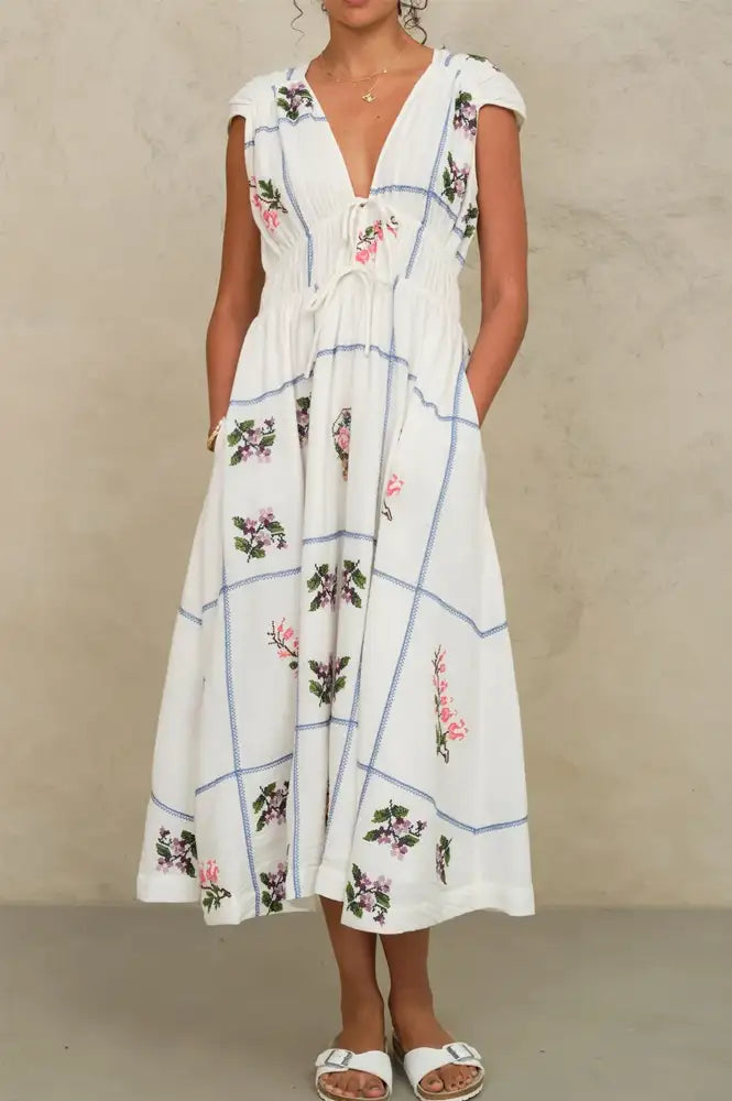 M.A.B.E Rhoda Floral Embroidered Dress