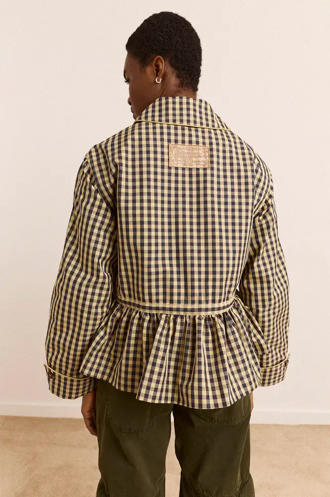 Damson Madder Myrtle Navy Gingham Detachable Trench Coat