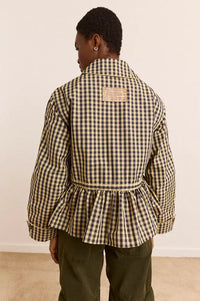 Damson Madder Myrtle Navy Gingham Detachable Trench Coat