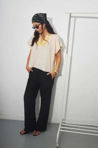 Louizon Kotta Nude & Yellow Blouse - The Mercantile London