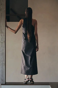 Rabens Saloner Aryana Black Papery One Shoulder Dress - The Mercantile London