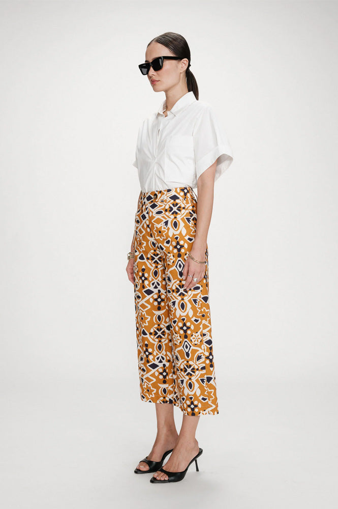 Grace & Mila Varsy Cognac Print Trousers - The Mercantile London