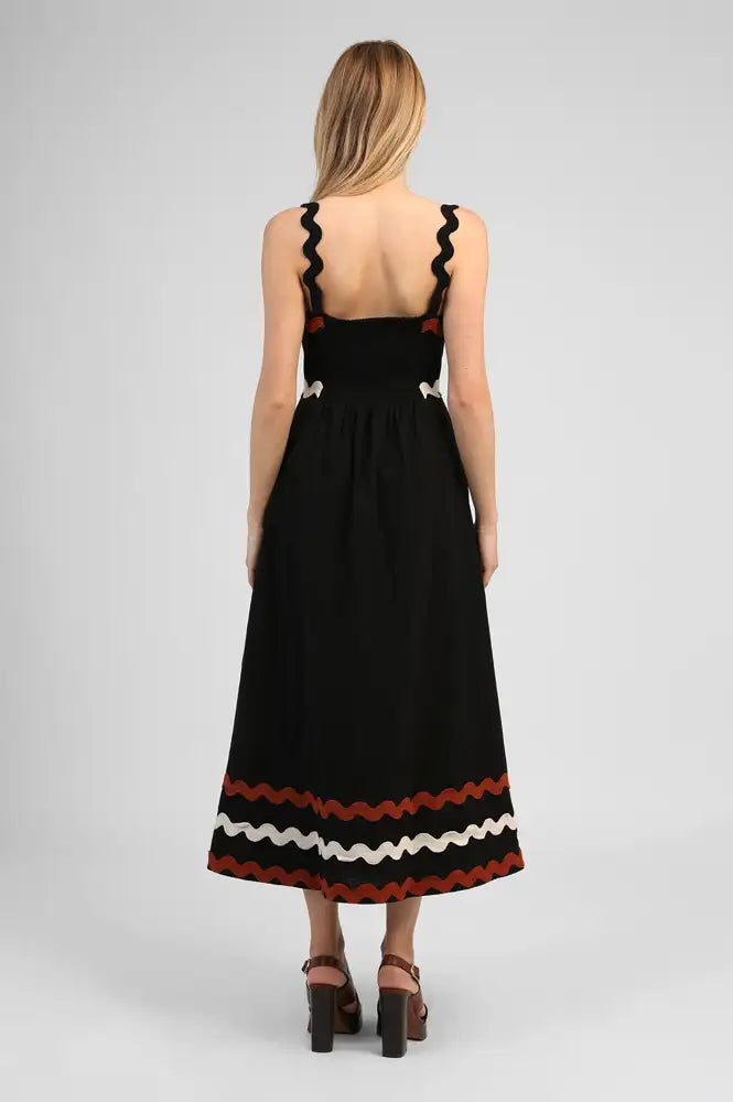 An'ge Ovalentin Black Ric Rac Dress