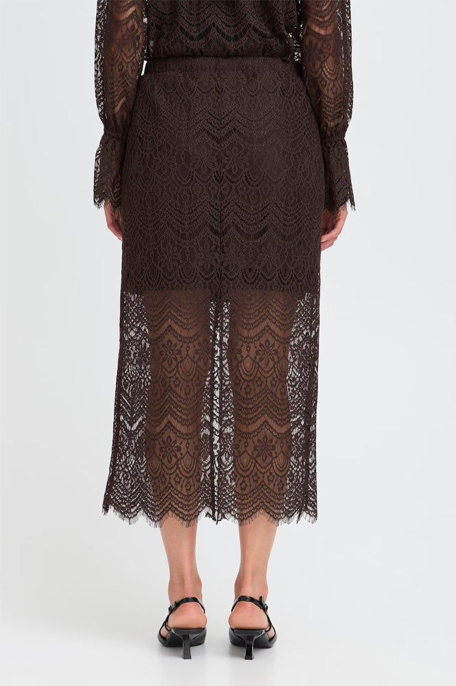 Fransa Caty Chocolate Lace Skirt - The Mercantile London