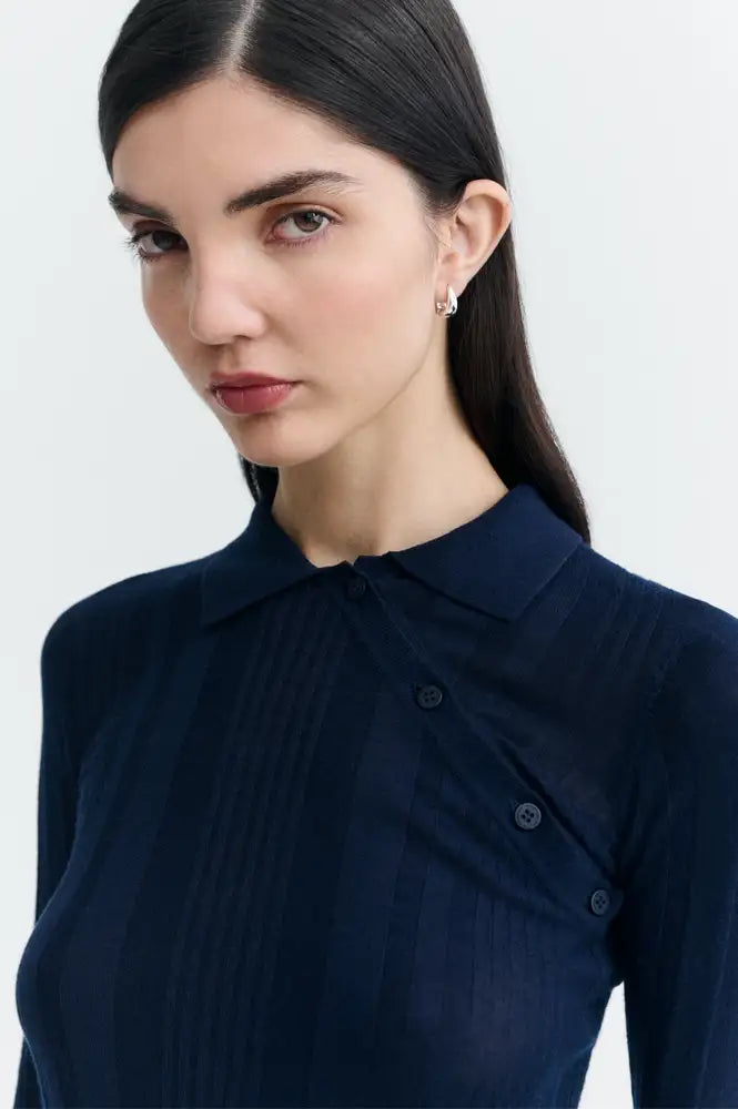 Thinking Mu Dante Navy Knitted Jumper - The Mercantile London