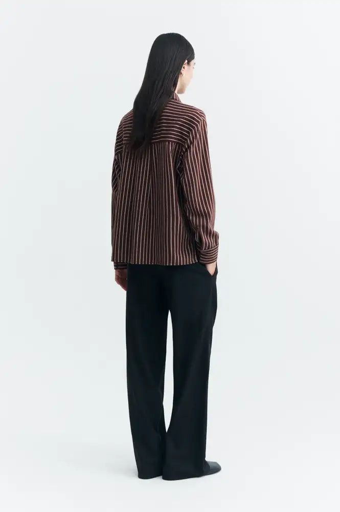 Thinking Mu O'Hara Brown Manuela Brushed Stripe Shirt