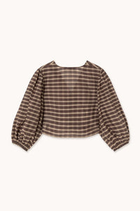 The Tiny Big Sister Brown Checks V-Neck Blouse