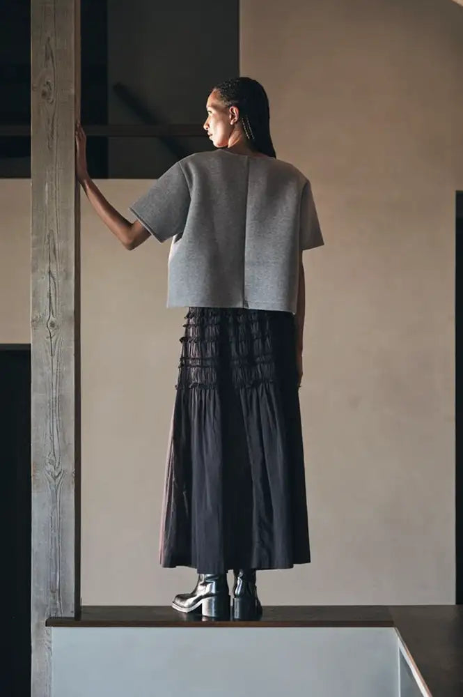 Rabens Saloner Aemla Liqourice Voile Frilled Skirt - The Mercantile London
