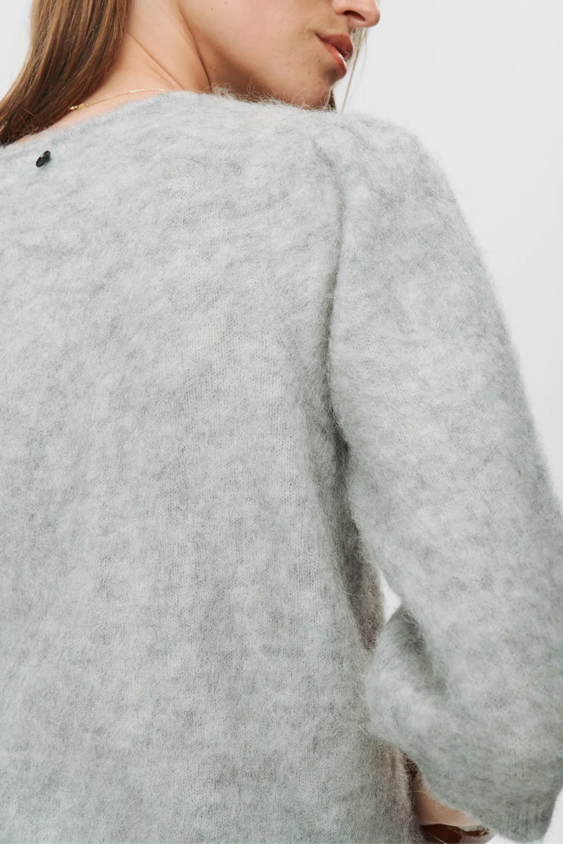 Numph Suri Light Grey Melange Cardigan - The Mercantile London