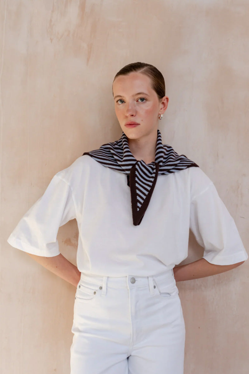 TBCo Blue & Brown Stripe Triangle Scarf - The Mercantile London