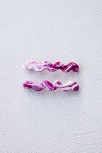 Eco Cloud Wave Slide Hair Pin Set: Mulberry Marble - The Mercantile London