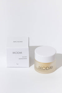 MODM lip balm and packaging on a white background