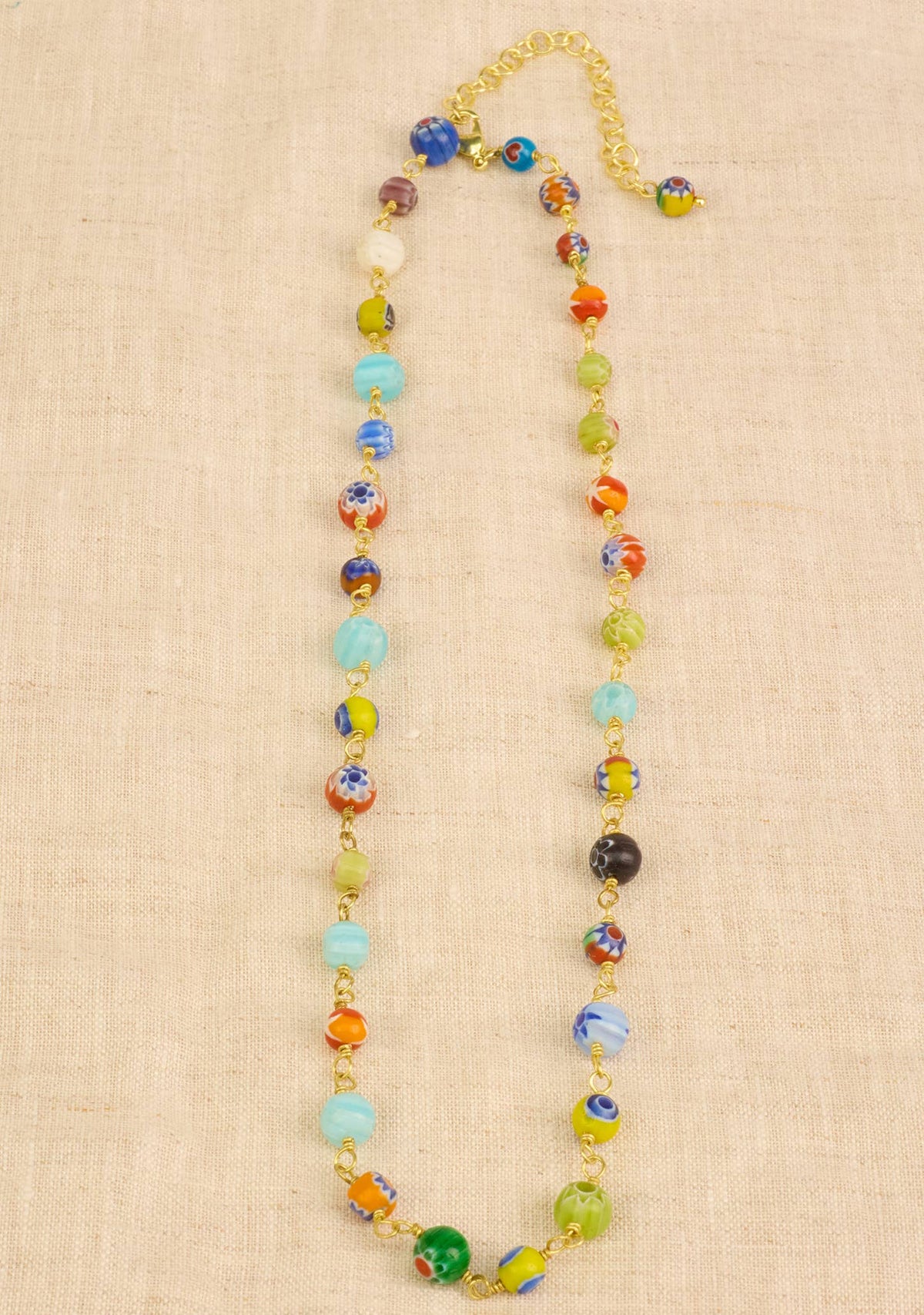 Millefiori Glass Bead Chain Necklace