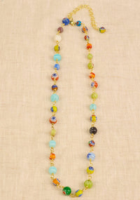 Millefiori Glass Bead Chain Necklace