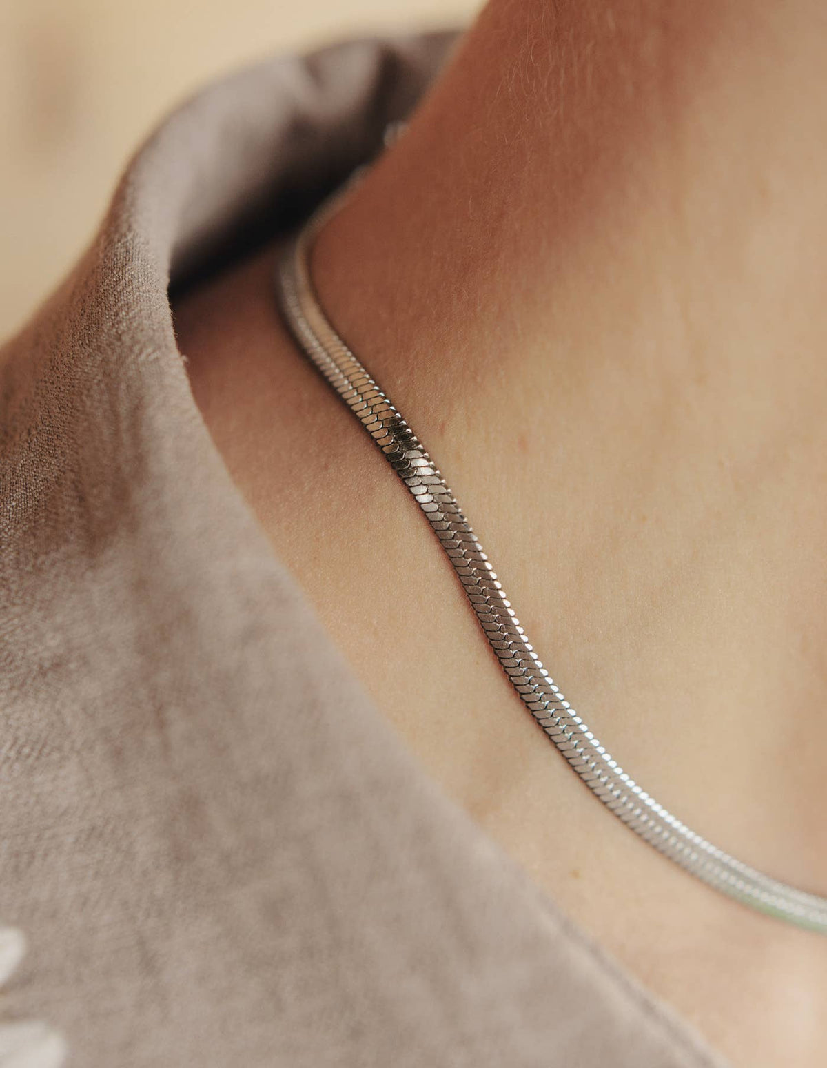 Silver Snake Chain Choker Necklace, Waterproof - The Mercantile London