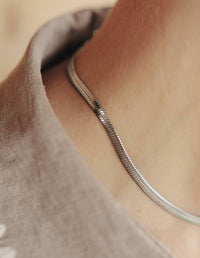 Silver Snake Chain Choker Necklace, Waterproof - The Mercantile London