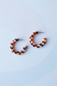 Custom Made Honey Checker Hoop Earrings - The Mercantile London