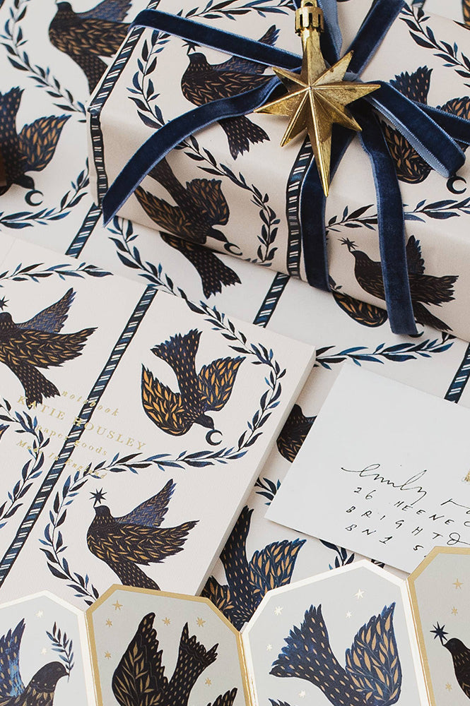 Katie Housley Dove & Stars Christmas Gift Wrap - The Mercantile London