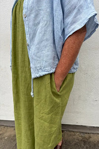 Linen & More Pistachio Ruched Dress