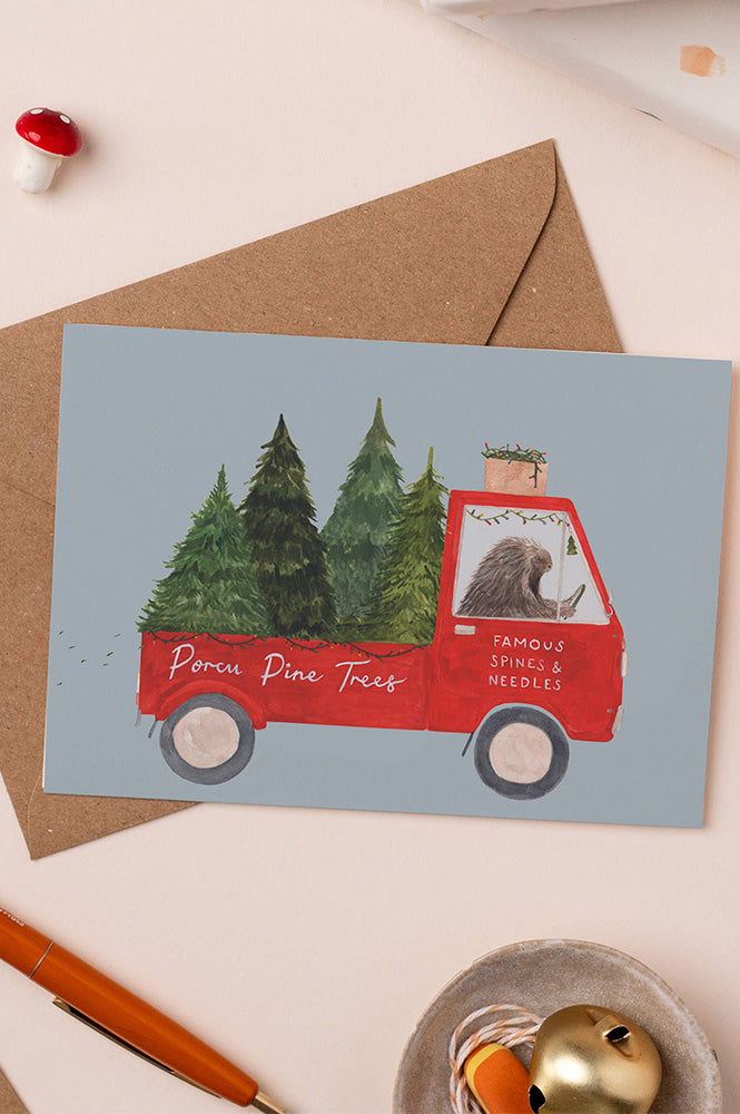 Mister Peebles Porcu Pine Trees Christmas Card - The Mercantile London