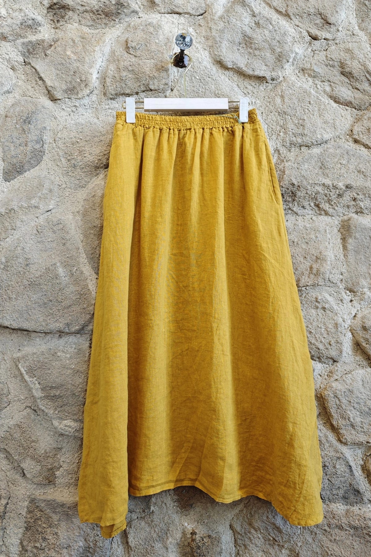 Linen & More Mostasa Yellow Midi Skirt