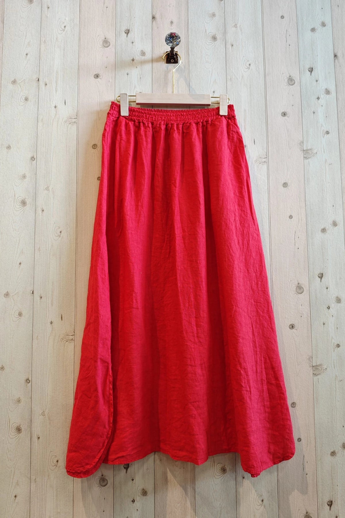 Linen & More Coral Midi Skirt