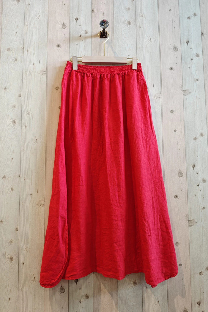 Linen & More Coral Midi Skirt