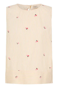 Fransa Bernie Yellow White Stripe Floral Top - The Mercantile London