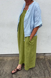 Linen & More Pistachio Ruched Dress