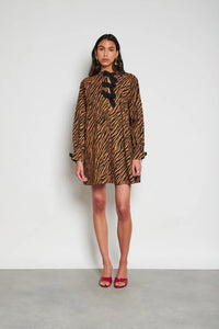 Ghospell Suzu Zebra Tan Mini Dress