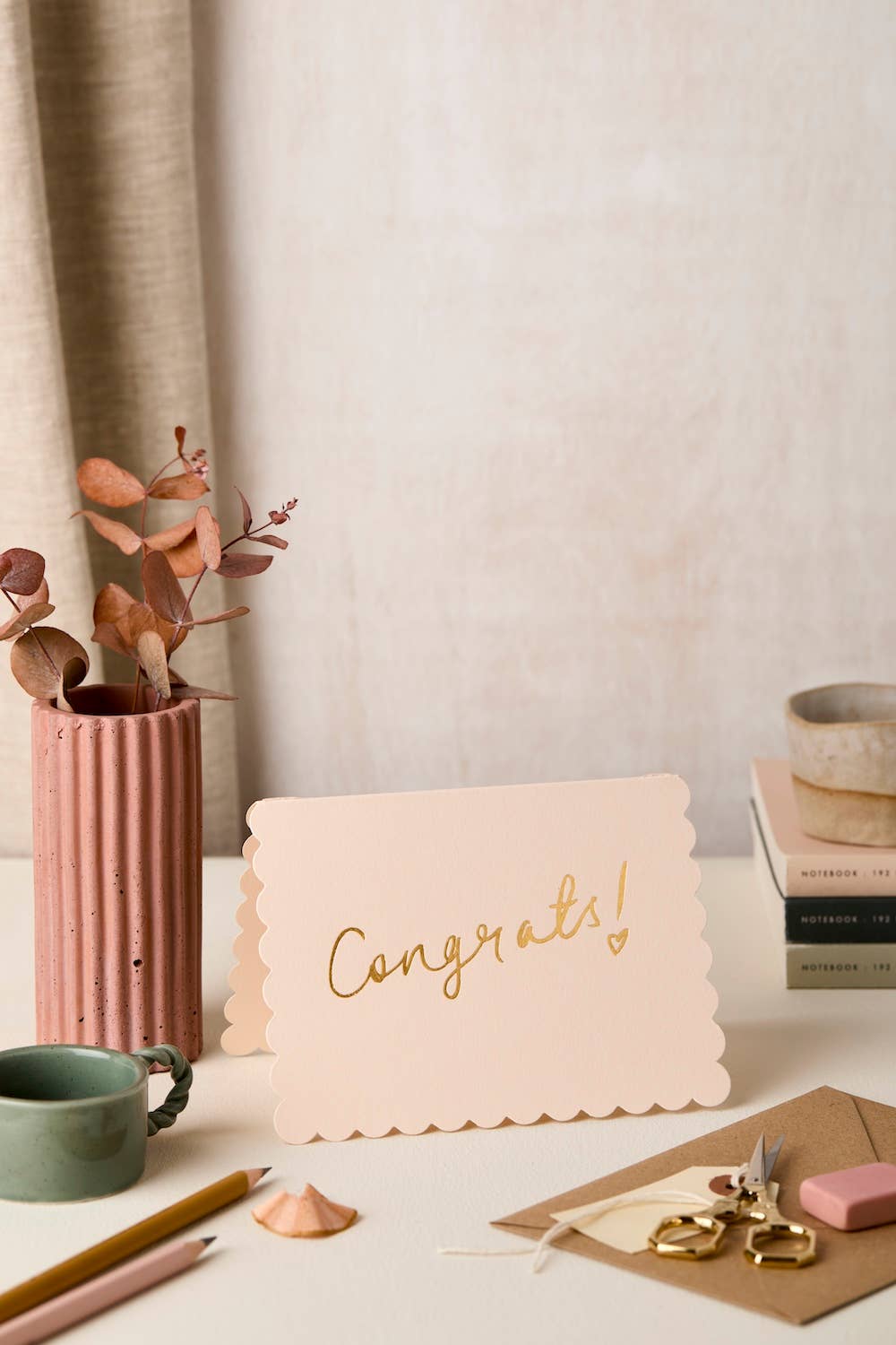 Katie Leamon Scallop Congratulations Card Blush - The Mercantile London