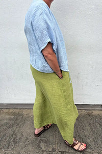 Linen & More Pistachio Ruched Dress