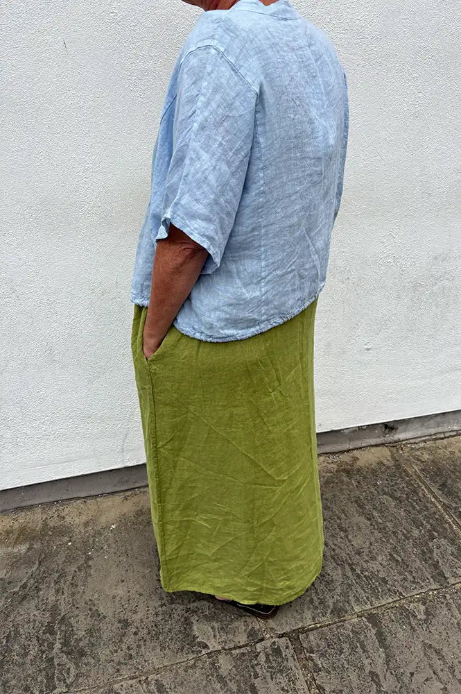 Linen & More Pistachio Ruched Dress
