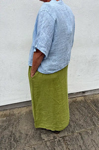 Linen & More Pistachio Ruched Dress
