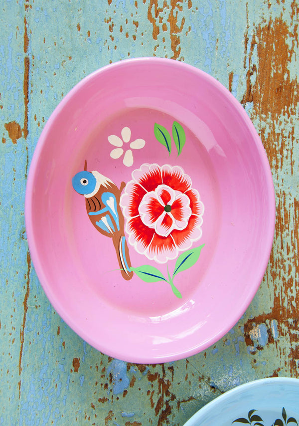 Namaste Hand Painted Rose Oval Trinket Dish
