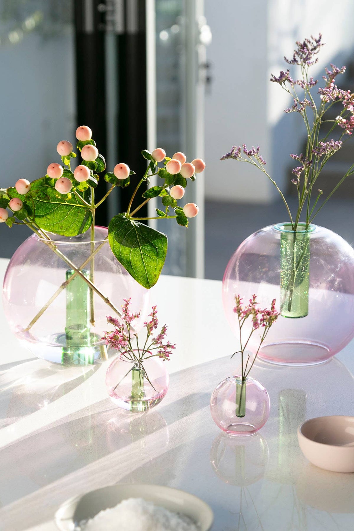 Block Design Pink & Green Mini Bubble Glass Vase - The Mercantile London