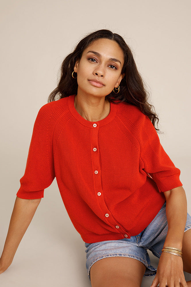 SibinLinnebjerg Tilda Red Orange Cardigan - The Mercantile London
