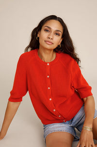 SibinLinnebjerg Tilda Red Orange Cardigan - The Mercantile London