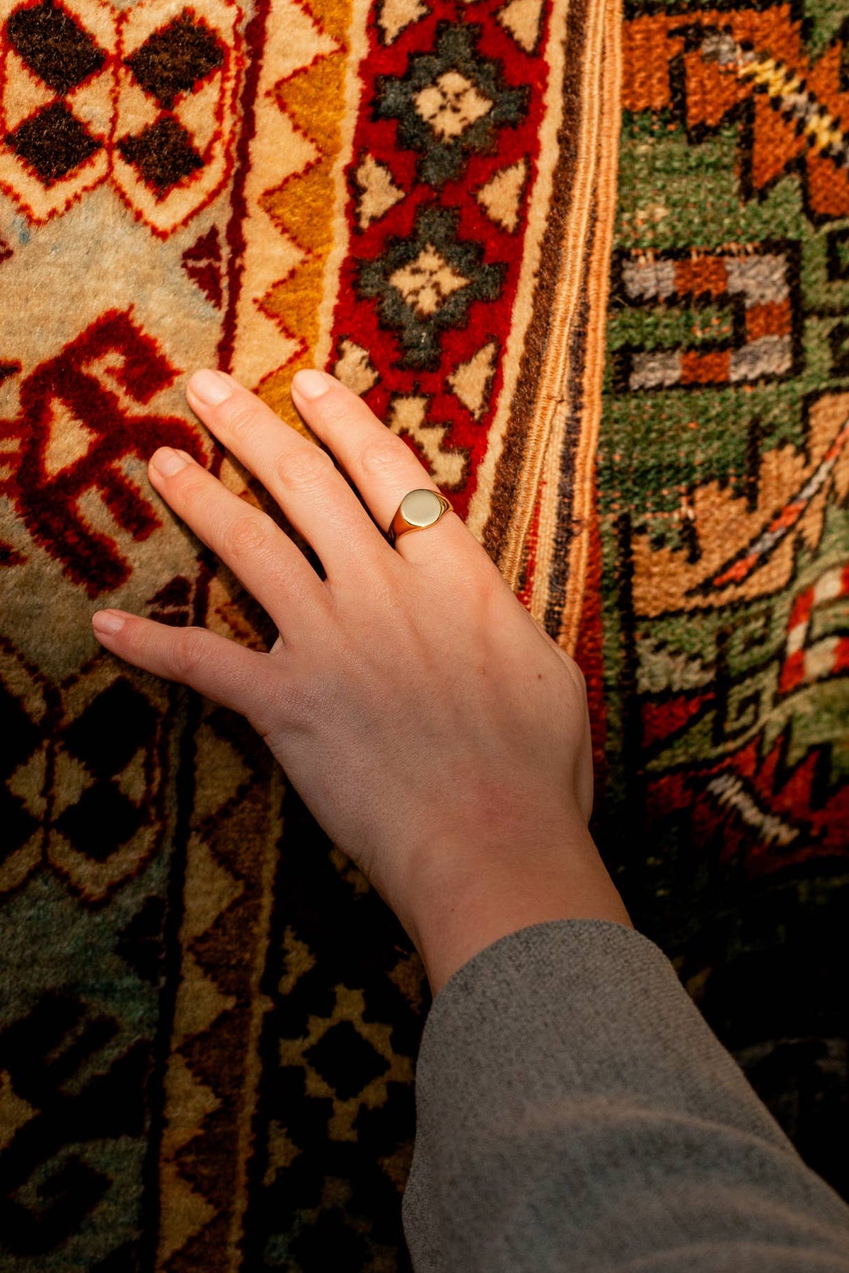 Nordic Muse Gold Round Signet Ring