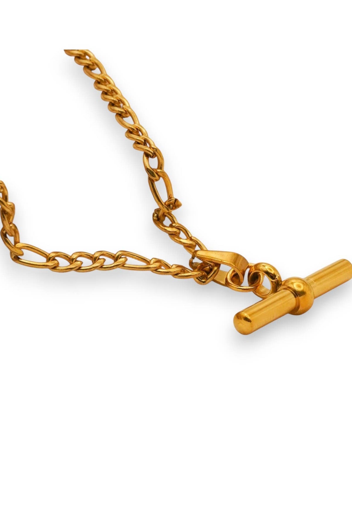 Curb Chain T-bar Necklace in Gold - The Mercantile London
