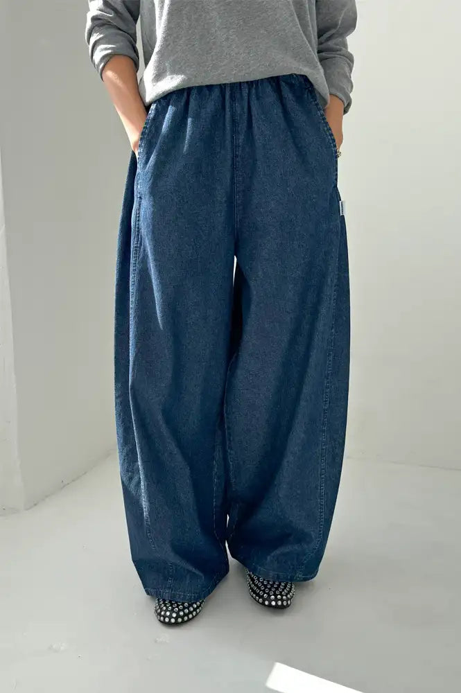 Le Bon Shoppe Denim Blue Parachute Pants - The Mercantile London