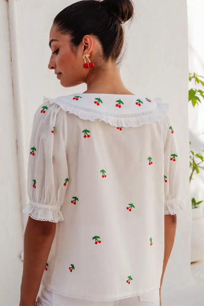 Pink City Prints Ava Cherrylicious Blouse - The Mercantile London