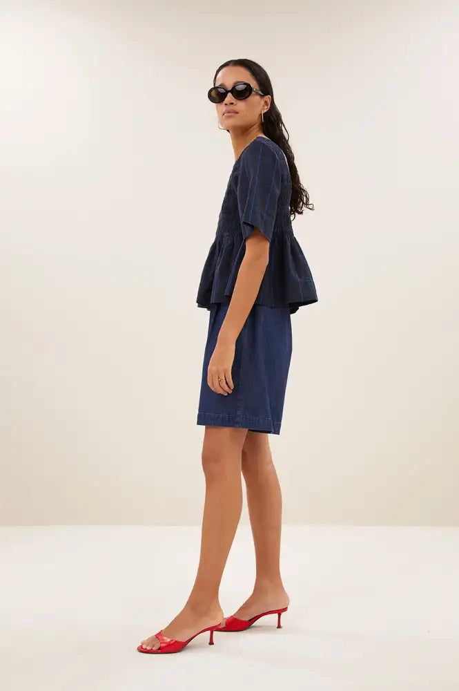 By-Bar Runa Blue Checks Top